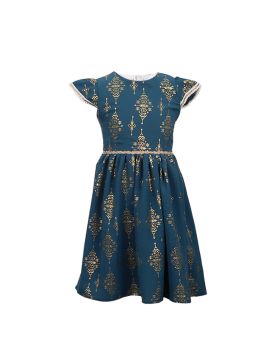 Girls dress with cap sleeves-Turquoise-9